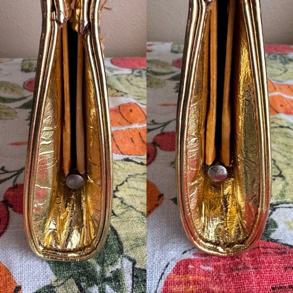 Vintage gold foil snap closure clasp handbag